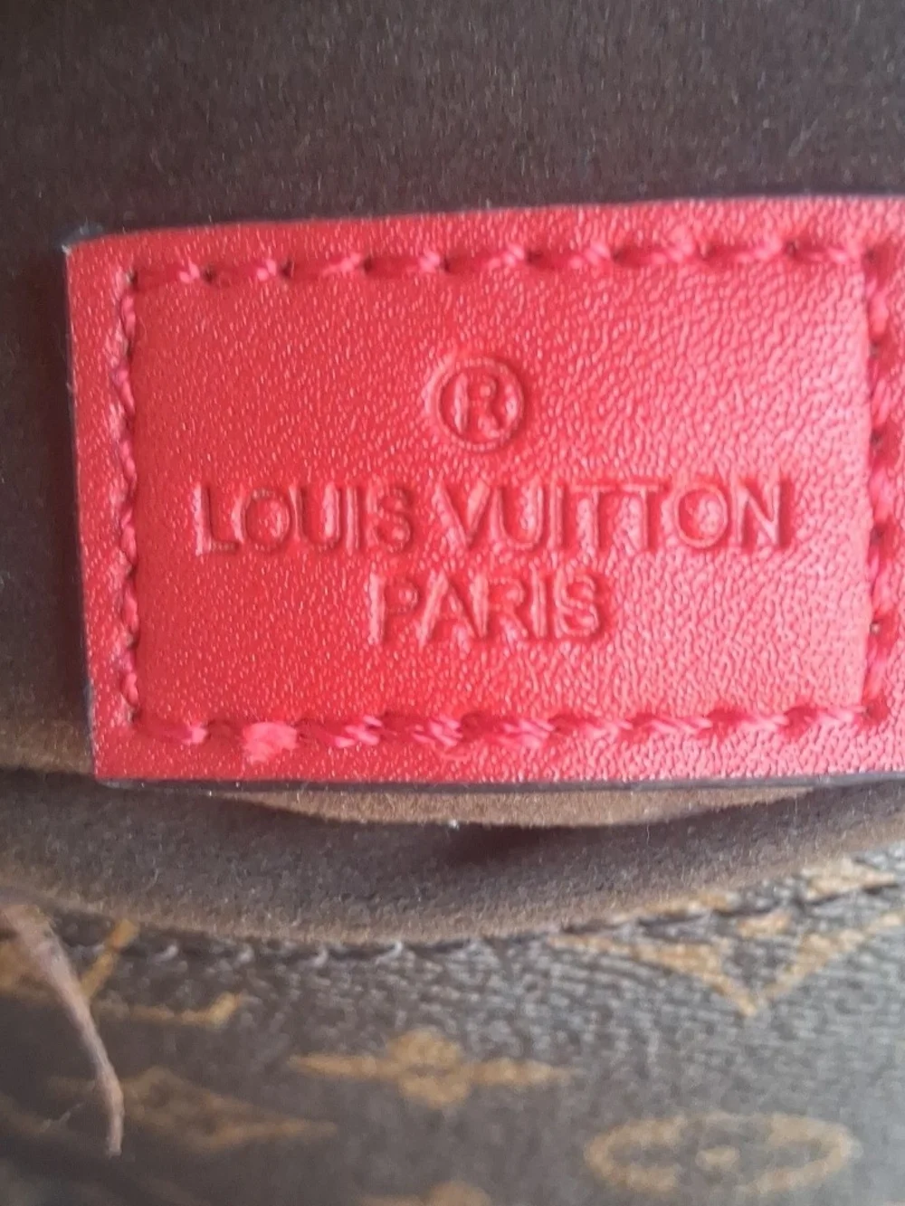 Louis Vuitton Monogram Canvas Brown Shoulder Bag with Red Braided Handle
